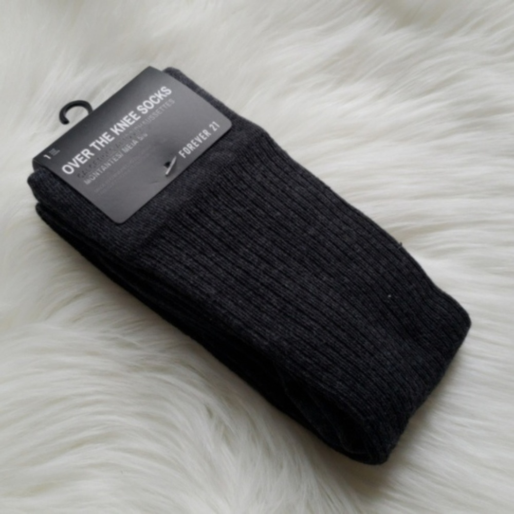 NWT Forever 21 Dark Gray Over the Knee Socks